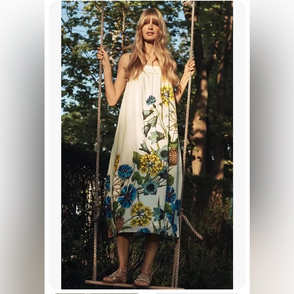 Anthropologie Maeve Beaujardin Maxi Dress Size S Boho Floral Pockets! NWT - Picture 8 of 12